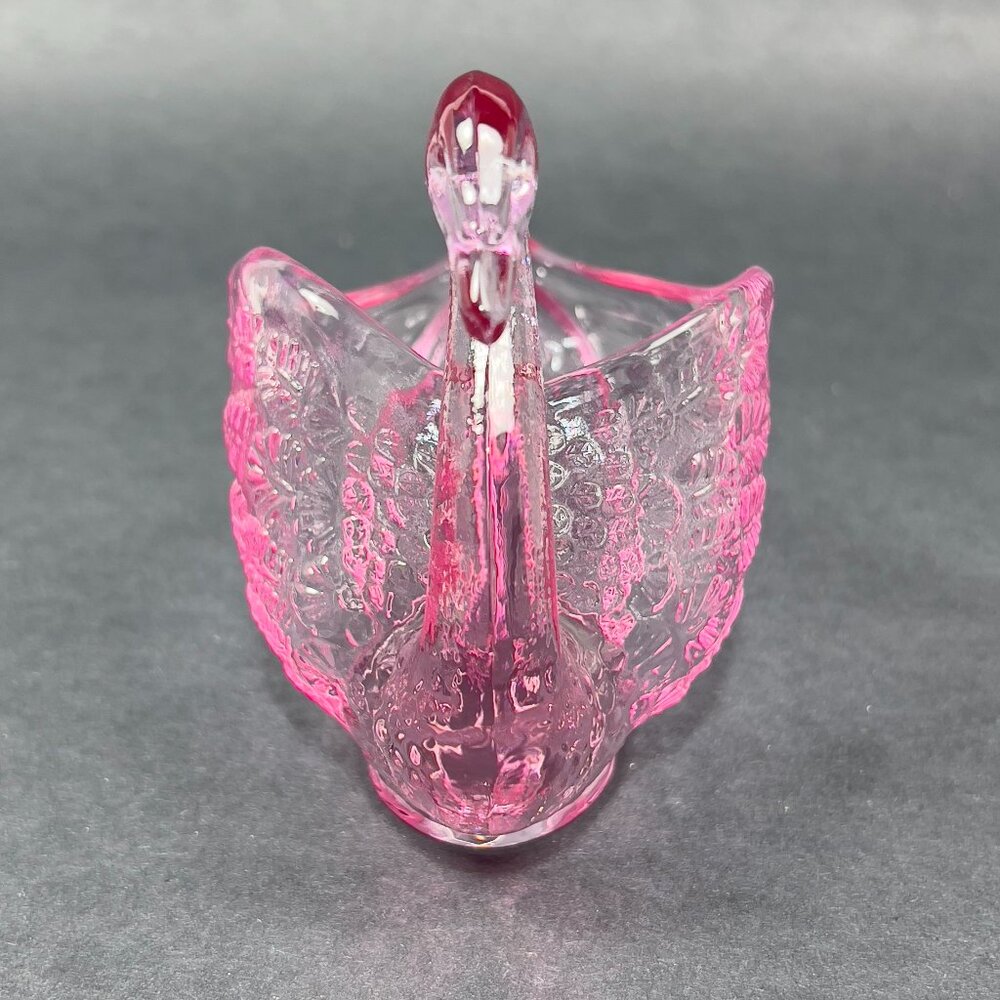 Fenton Pink Glass Swan Candy Dish - Picture 10 of 13